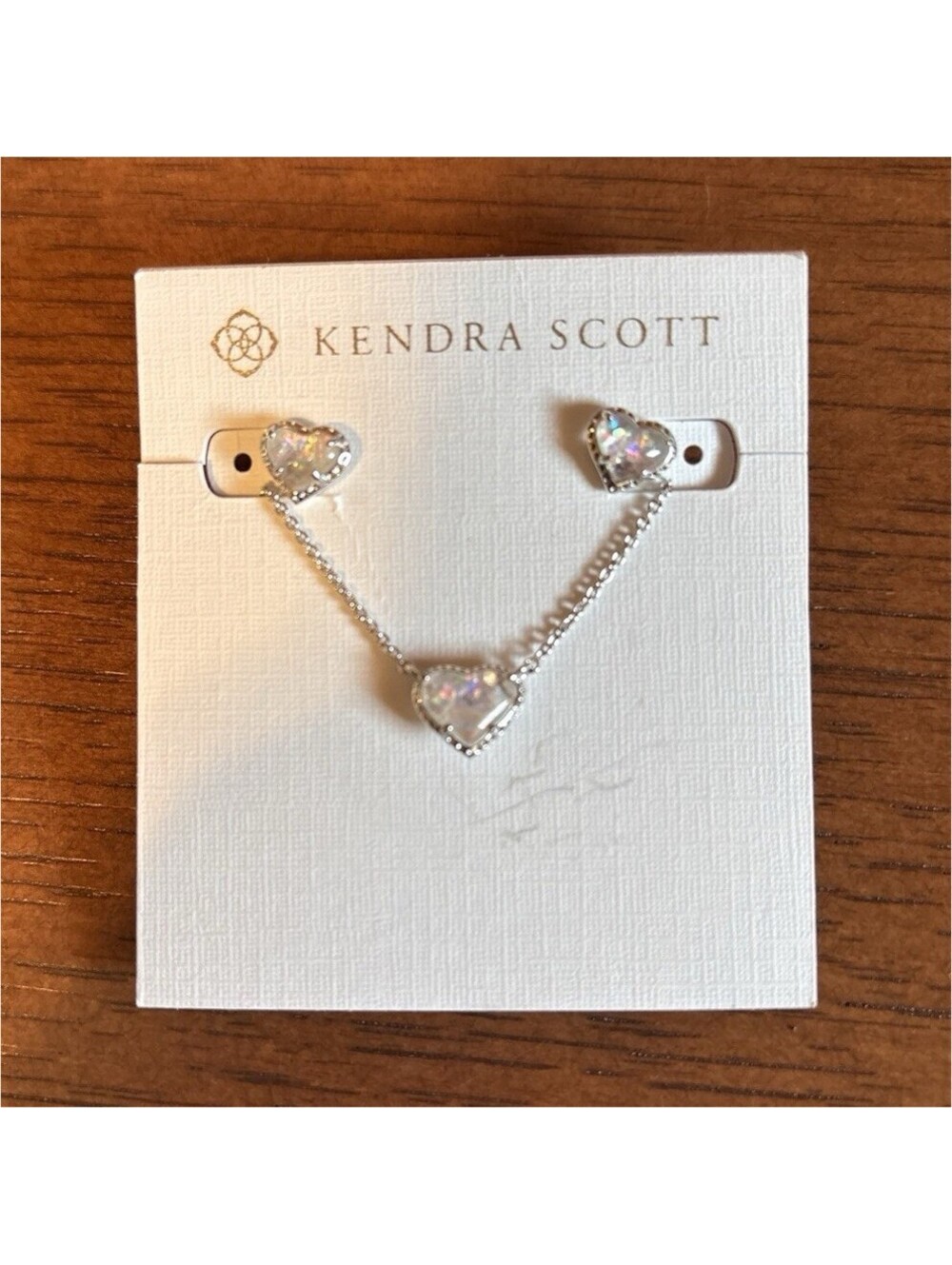 Kendra Scott Ari Silver with Iridescent Stone Necklace & Stud Earrings Set NWT